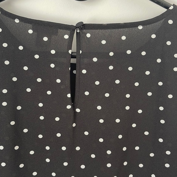J.Crew Factory Crewneck women’s blouse - black with white polka dots - Picture 4 of 6